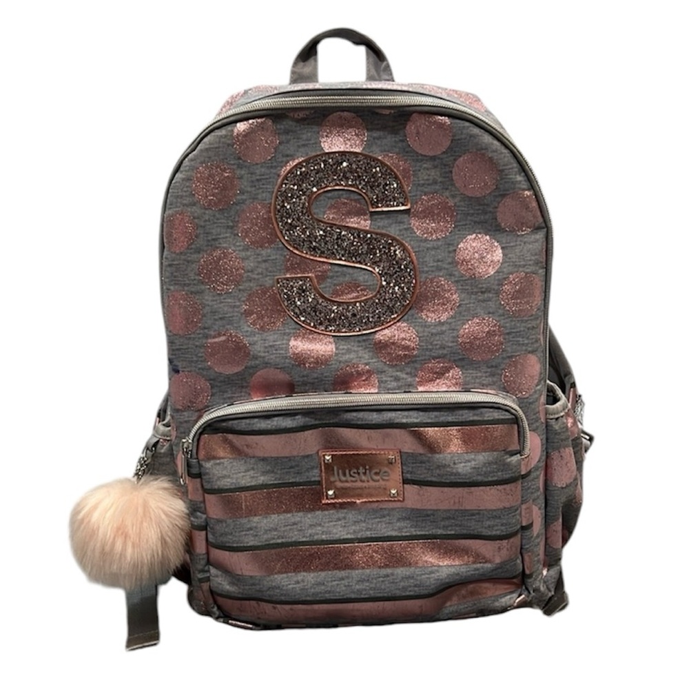 Justice letter S school book bag